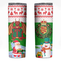 Wales Christmas Skinny Tumbler with Red Dragon Gift and Holiday Crest Snow Scene - Wonder Print Shop