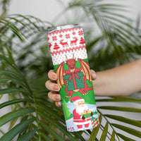 Wales Christmas Skinny Tumbler with Red Dragon Gift and Holiday Crest Snow Scene - Wonder Print Shop
