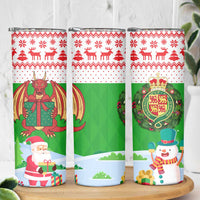 Wales Christmas Skinny Tumbler with Red Dragon Gift and Holiday Crest Snow Scene - Wonder Print Shop