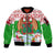 Wales Christmas Sleeve Zip Bomber Jacket with Red Dragon Gift and Holiday Crest Snow Scene - Wonder Print Shop