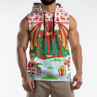 Wales Christmas Sleeveless Hoodie with Red Dragon Gift and Holiday Crest Snow Scene - Wonder Print Shop