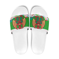 Wales Christmas Slide Sandals with Red Dragon Gift and Holiday Crest Snow Scene - Wonder Print Shop