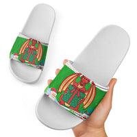 Wales Christmas Slide Sandals with Red Dragon Gift and Holiday Crest Snow Scene - Wonder Print Shop