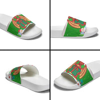 Wales Christmas Slide Sandals with Red Dragon Gift and Holiday Crest Snow Scene - Wonder Print Shop