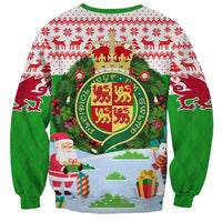 Wales Christmas Sweatshirt with Red Dragon Gift and Holiday Crest Snow Scene - Wonder Print Shop