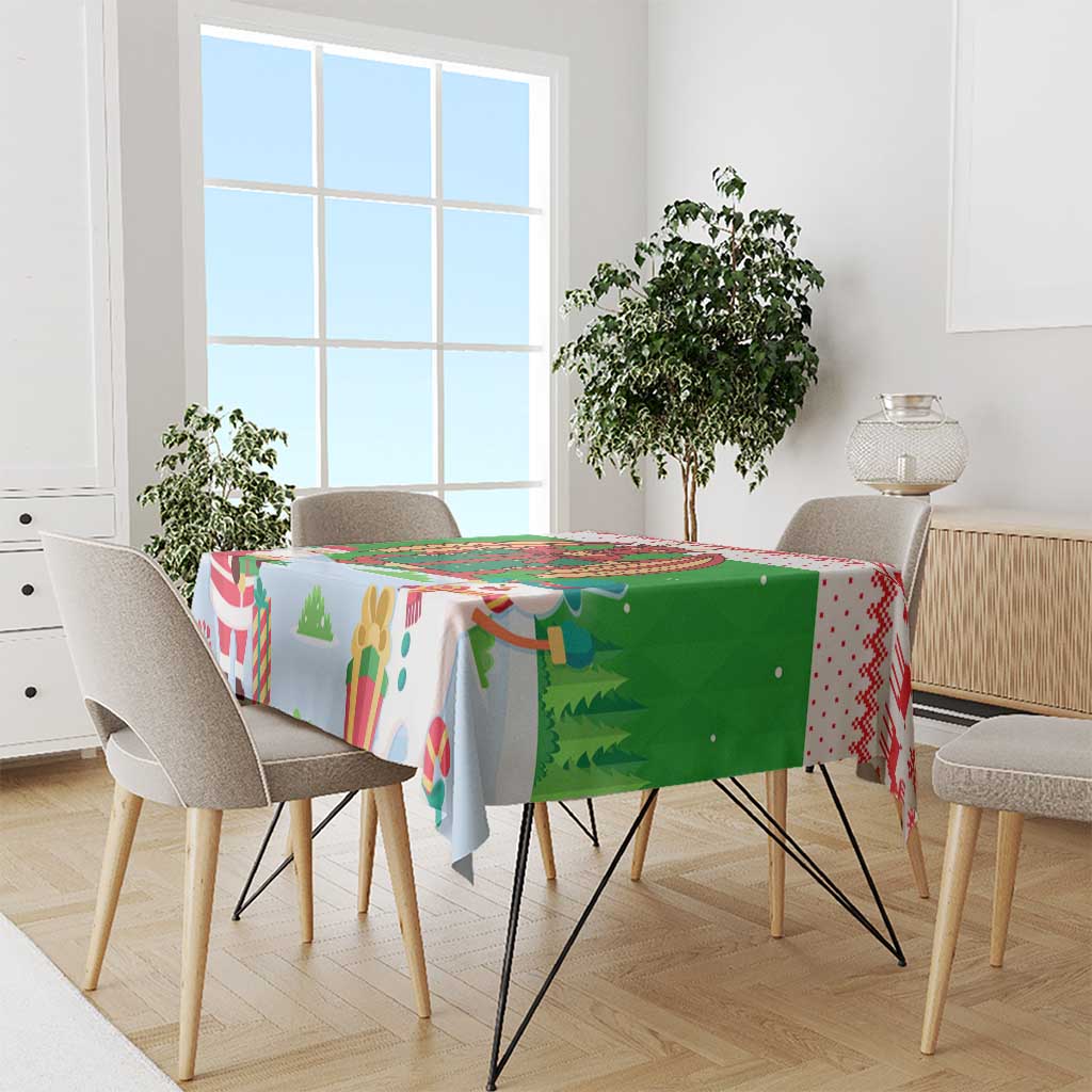 Wales Christmas Tablecloth with Red Dragon Gift and Holiday Crest Snow Scene - Wonder Print Shop