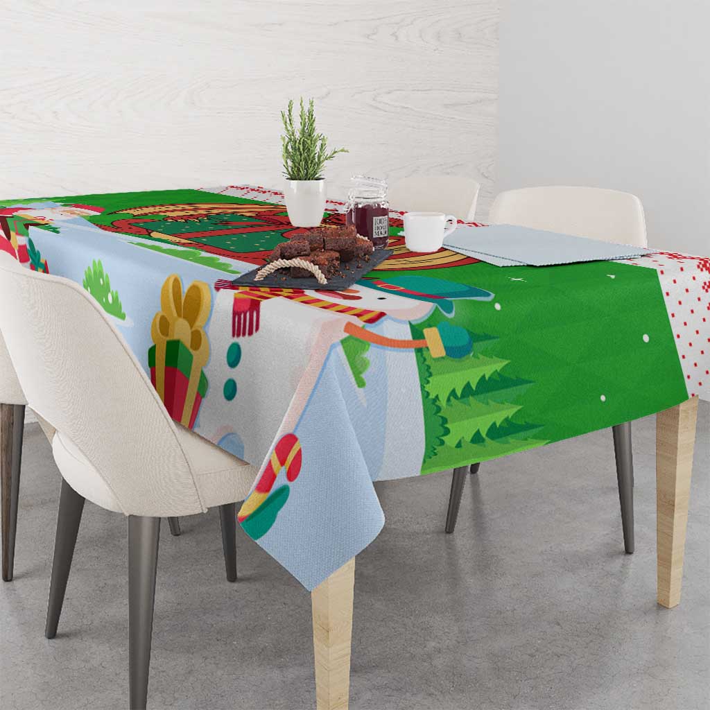 Wales Christmas Tablecloth with Red Dragon Gift and Holiday Crest Snow Scene - Wonder Print Shop