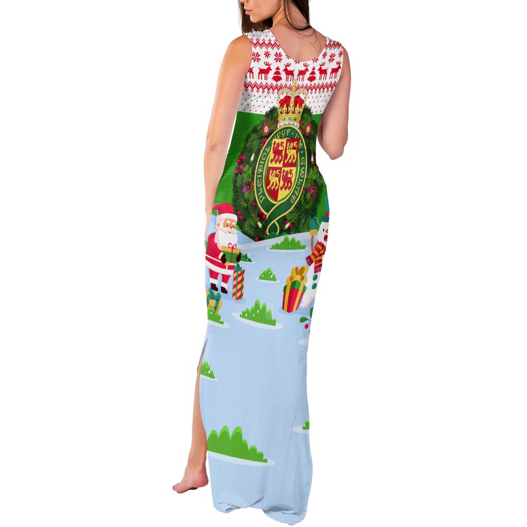 Wales Christmas Tank Maxi Dress with Red Dragon Gift and Holiday Crest Snow Scene - Wonder Print Shop