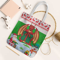 Wales Christmas Tote Bag with Red Dragon Gift and Holiday Crest Snow Scene - Wonder Print Shop