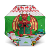 Wales Christmas Umbrella with Red Dragon Gift and Holiday Crest Snow Scene - Wonder Print Shop