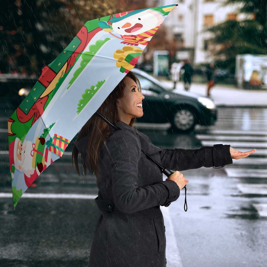 Wales Christmas Umbrella with Red Dragon Gift and Holiday Crest Snow Scene - Wonder Print Shop