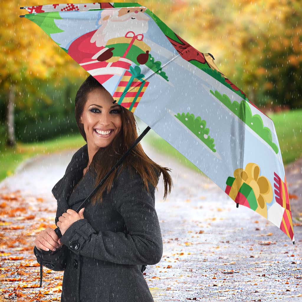 Wales Christmas Umbrella with Red Dragon Gift and Holiday Crest Snow Scene - Wonder Print Shop