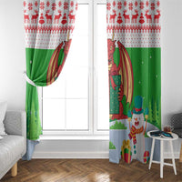 Wales Christmas Window Curtain with Red Dragon Gift and Holiday Crest Snow Scene - Wonder Print Shop