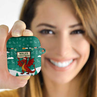Wales Christmas AirPods Case with Red Dragon Santa Sleigh and Festive Green Snowflake - Wonder Print Shop