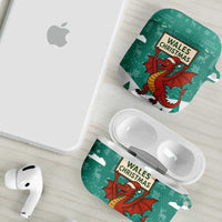 Wales Christmas AirPods Case with Red Dragon Santa Sleigh and Festive Green Snowflake - Wonder Print Shop