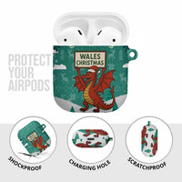 Wales Christmas AirPods Case with Red Dragon Santa Sleigh and Festive Green Snowflake - Wonder Print Shop