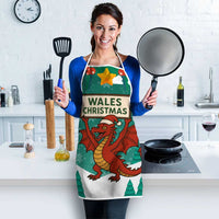 Wales Christmas Apron with Red Dragon Santa Sleigh and Festive Green Snowflake - Wonder Print Shop