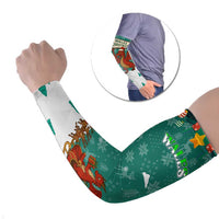 Wales Christmas Arm Sleeves with Red Dragon Santa Sleigh and Festive Green Snowflake - Wonder Print Shop