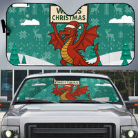 Wales Christmas Auto Sun Shade with Red Dragon Santa Sleigh and Festive Green Snowflake - Wonder Print Shop