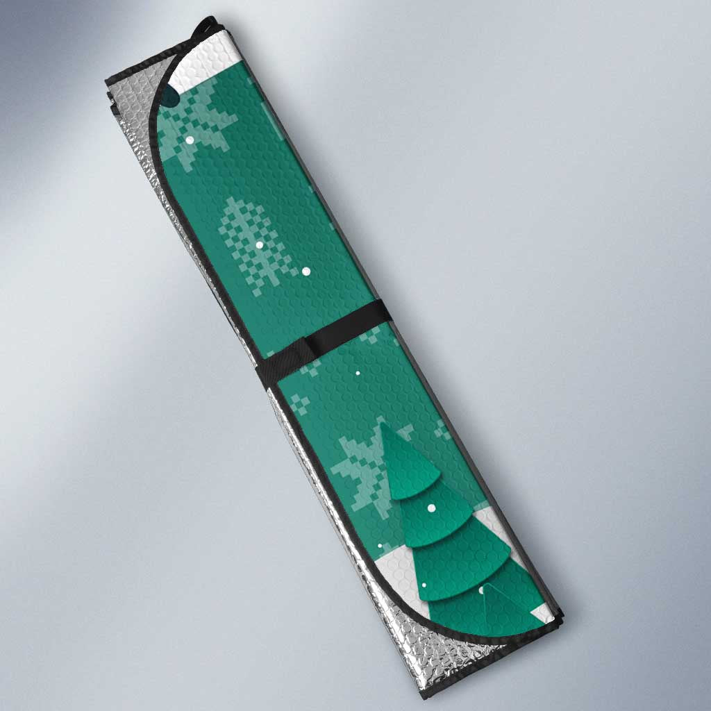 Wales Christmas Auto Sun Shade with Red Dragon Santa Sleigh and Festive Green Snowflake - Wonder Print Shop