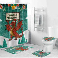 Wales Christmas Bathroom Set with Red Dragon Santa Sleigh and Festive Green Snowflake - Wonder Print Shop