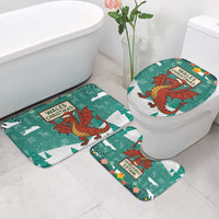 Wales Christmas Bathroom Set with Red Dragon Santa Sleigh and Festive Green Snowflake - Wonder Print Shop