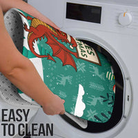 Wales Christmas Bathroom Set with Red Dragon Santa Sleigh and Festive Green Snowflake - Wonder Print Shop