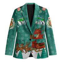Wales Christmas Blazer with Red Dragon Santa Sleigh and Festive Green Snowflake - Wonder Print Shop