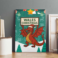 Wales Christmas Canvas Wall Art with Red Dragon Santa Sleigh and Festive Green Snowflake - Wonder Print Shop