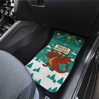 Wales Christmas Car Mats with Red Dragon Santa Sleigh and Festive Green Snowflake - Wonder Print Shop