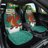 Wales Christmas Car Seat Cover with Red Dragon Santa Sleigh and Festive Green Snowflake - Wonder Print Shop