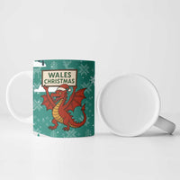 Wales Christmas Ceramic Mug with Red Dragon Santa Sleigh and Festive Green Snowflake - Wonder Print Shop