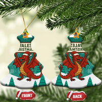 Wales Christmas Ceramic Ornament with Red Dragon Santa Sleigh and Festive Green Snowflake - Wonder Print Shop