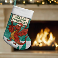 Wales Christmas Stocking with Red Dragon Santa Sleigh and Festive Green Snowflake - Wonder Print Shop