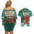 Wales Christmas Couples Matching Off Shoulder Short Dress and Hawaiian Shirt with Red Dragon Santa Sleigh and Festive Green Snowflake - Wonder Print Shop