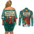 Wales Christmas Couples Matching Off Shoulder Short Dress and Long Sleeve Button Shirt with Red Dragon Santa Sleigh and Festive Green Snowflake - Wonder Print Shop