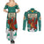 Wales Christmas Couples Matching Summer Maxi Dress and Long Sleeve Button Shirt with Red Dragon Santa Sleigh and Festive Green Snowflake - Wonder Print Shop