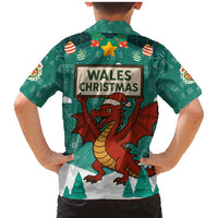 Wales Christmas Family Matching Mermaid Dress and Hawaiian Shirt with Red Dragon Santa Sleigh and Festive Green Snowflake - Wonder Print Shop