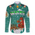 Wales Christmas Family Matching Off Shoulder Maxi Dress and Hawaiian Shirt with Red Dragon Santa Sleigh and Festive Green Snowflake - Wonder Print Shop