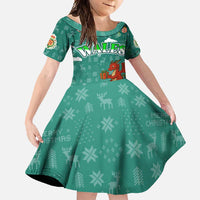 Wales Christmas Family Matching Summer Maxi Dress and Hawaiian Shirt with Red Dragon Santa Sleigh and Festive Green Snowflake - Wonder Print Shop