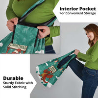 Wales Christmas Grocery Bag with Red Dragon Santa Sleigh and Festive Green Snowflake - Wonder Print Shop