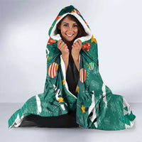 Wales Christmas Hooded Blanket with Red Dragon Santa Sleigh and Festive Green Snowflake - Wonder Print Shop