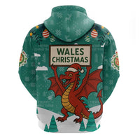 Wales Christmas Hoodie with Red Dragon Santa Sleigh and Festive Green Snowflake - Wonder Print Shop