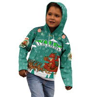 Wales Christmas Kid Hoodie with Red Dragon Santa Sleigh and Festive Green Snowflake - Wonder Print Shop