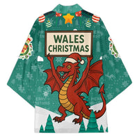 Wales Christmas Kimono with Red Dragon Santa Sleigh and Festive Green Snowflake - Wonder Print Shop