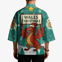 Wales Christmas Kimono with Red Dragon Santa Sleigh and Festive Green Snowflake - Wonder Print Shop