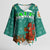 Wales Christmas Kimono Sleeve Blouse with Red Dragon Santa Sleigh and Festive Green Snowflake - Wonder Print Shop