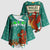 Wales Christmas Kimono Sleeve Blouse with Red Dragon Santa Sleigh and Festive Green Snowflake - Wonder Print Shop