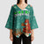 Wales Christmas Kimono Sleeve Blouse with Red Dragon Santa Sleigh and Festive Green Snowflake - Wonder Print Shop