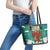 Wales Christmas Leather Tote Bag with Red Dragon Santa Sleigh and Festive Green Snowflake - Wonder Print Shop